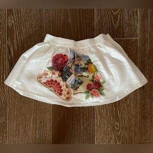 Paessagino (Italian Brand) Raw Silk Toddler Girls’ Skirt “Capri” with Rhinstones